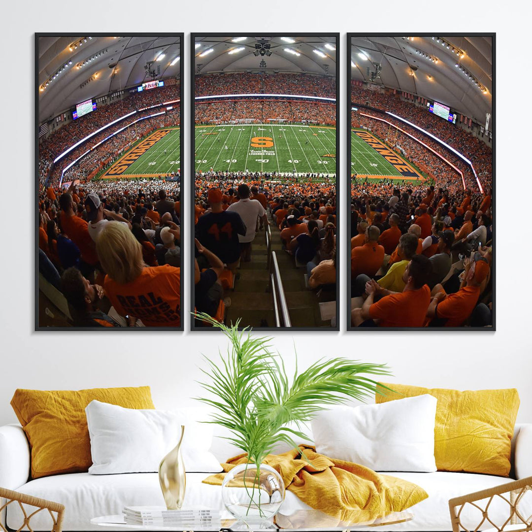 From above, the view resembles the Syracuse University Orange Football Team Wall Art Canvas.