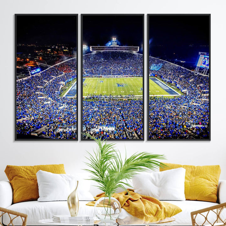 The University of Memphis Tigers Football Team Wall Art Canvas Print shines brightly.