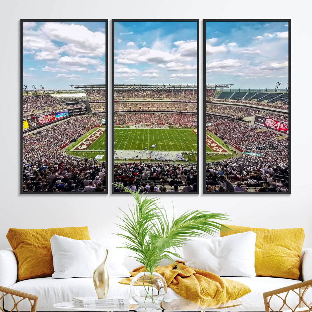 The Temple University Owls Athletics canvas print of a game at Lincoln Financial Field.