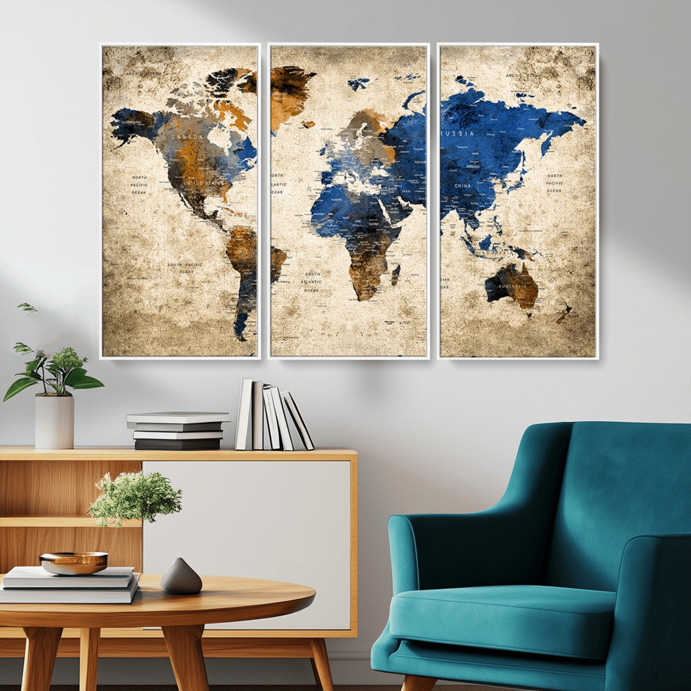 MGV-FC-48X32-3P - Push Pin World Map Canvas Print – Framed Wall Art for Couples to Track Their Travels – Anniversary