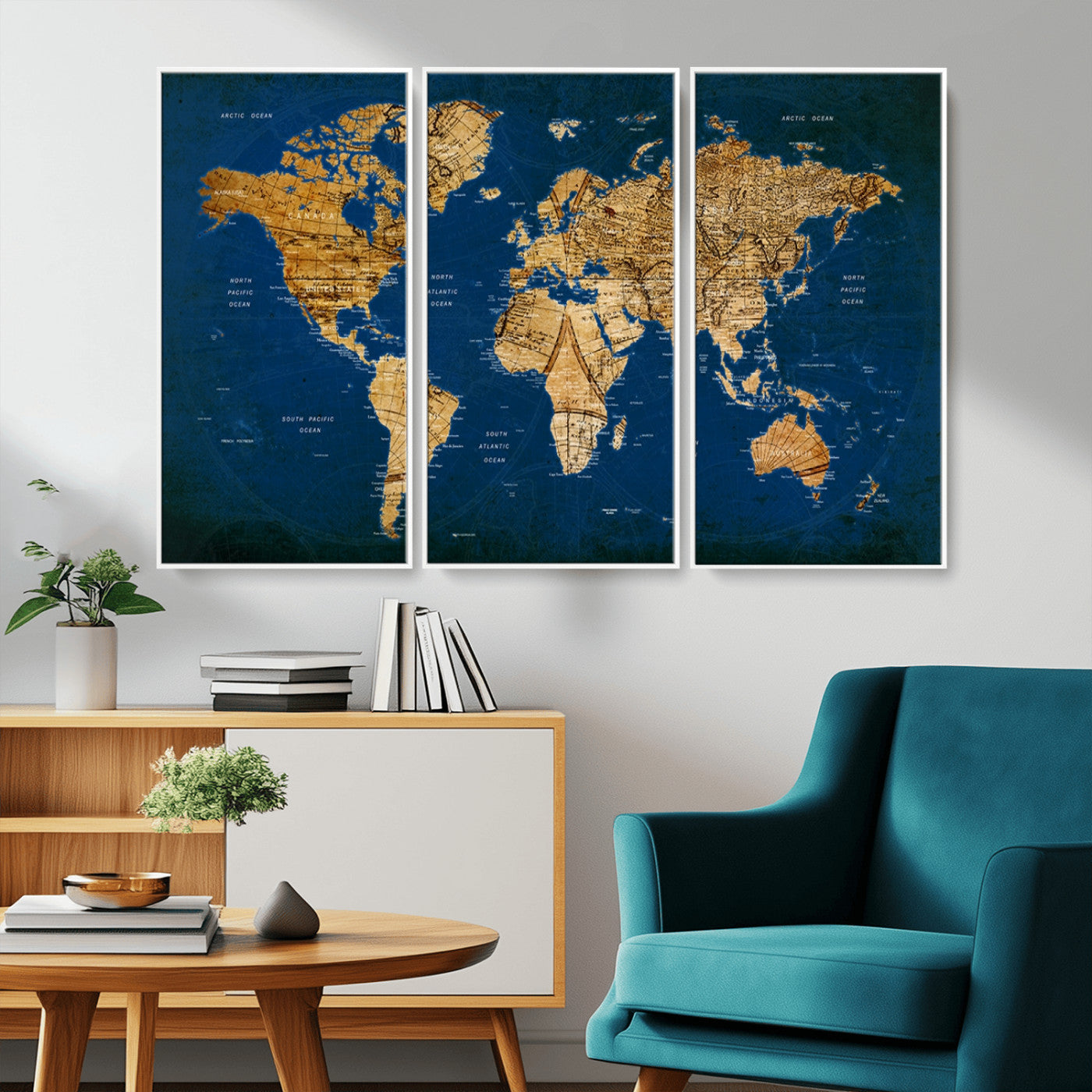 MGV-FC-48X32-3P - Push Pin World Map Canvas Print – Framed Wall Art for Couples to Track Their Travels – Anniversary