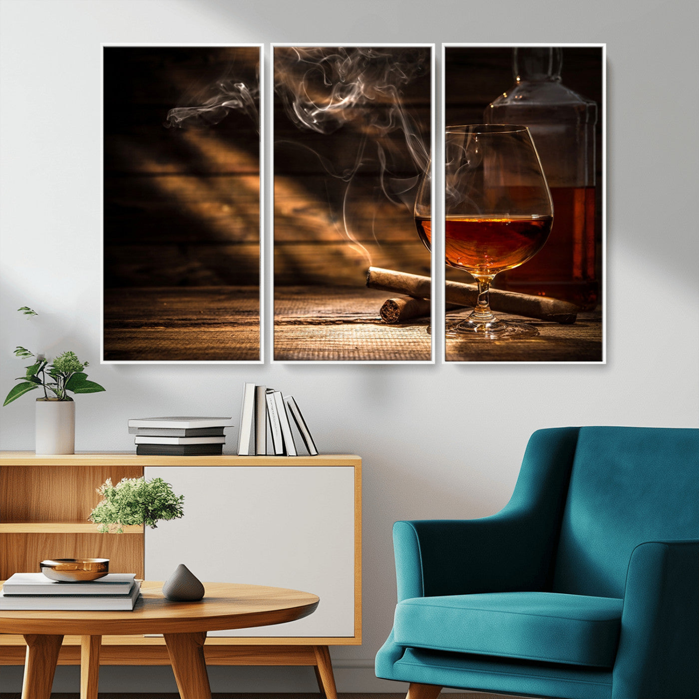 MGV-FC-48X32-3P - Whiskey and Cigar Wall Art Canvas Print