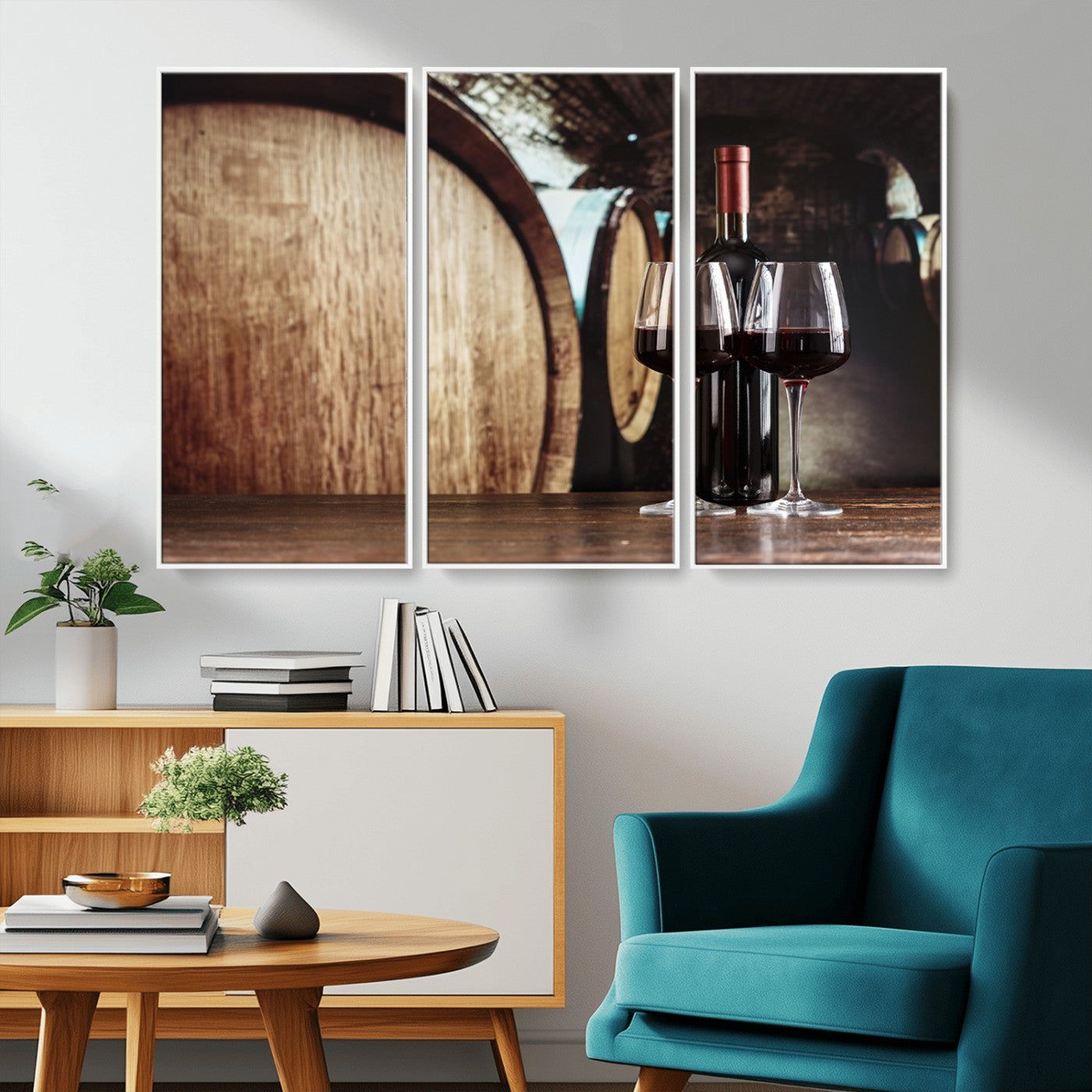 MGV-FC-48X32-3P - Wine and Barrel Wall Art Canvas Print