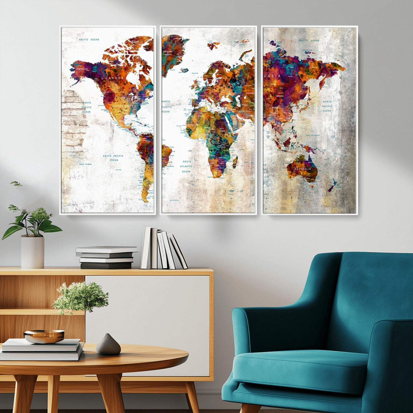 MGV-FC-48X32-3P - Push Pin World Map Canvas Print – Framed Wall Art for Couples to Track Their Travels – Anniversary