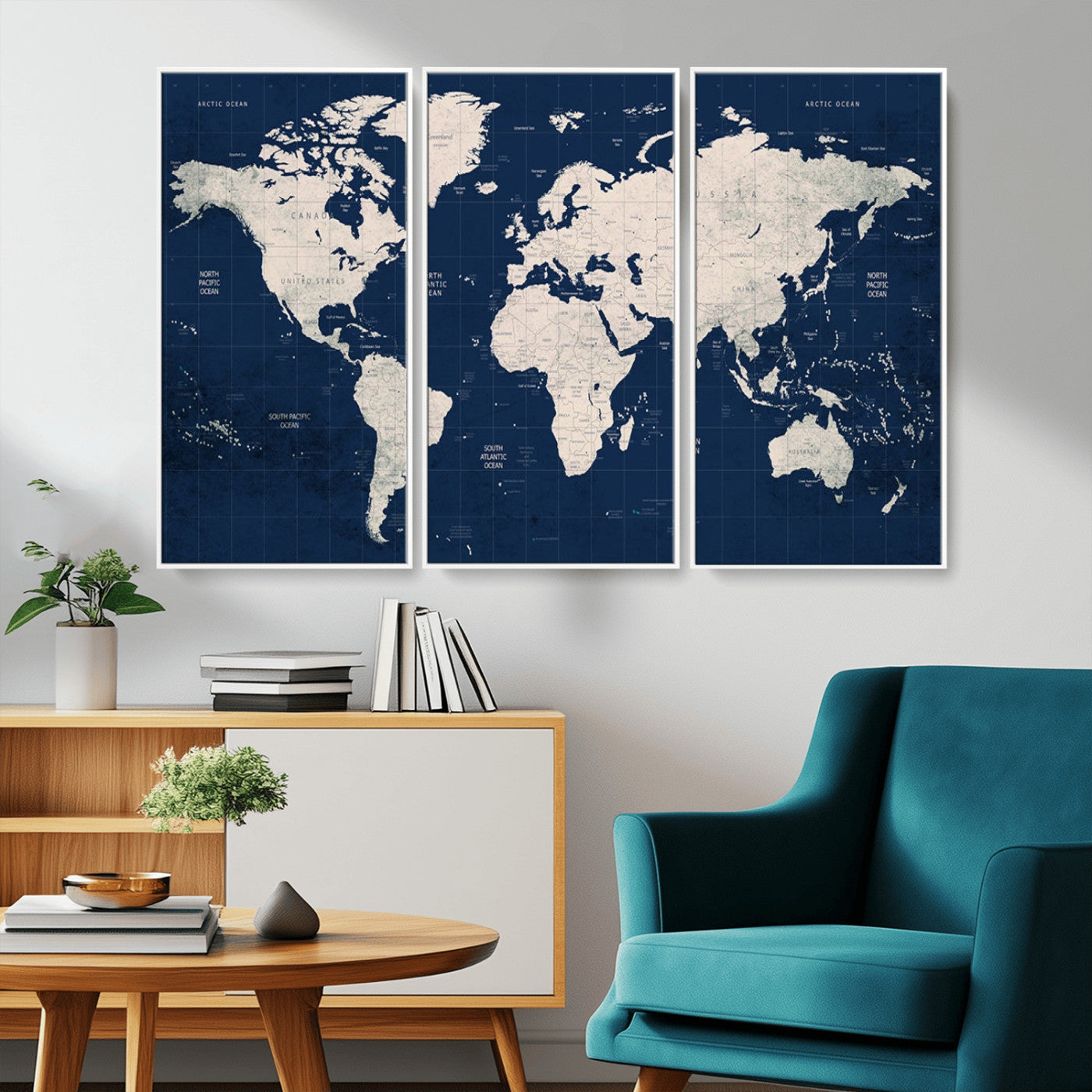 17866-MGV-CV-36X24-Push Pin World Map Canvas Print – Framed Wall Art for Couples to Track Their Travels – Anniversary