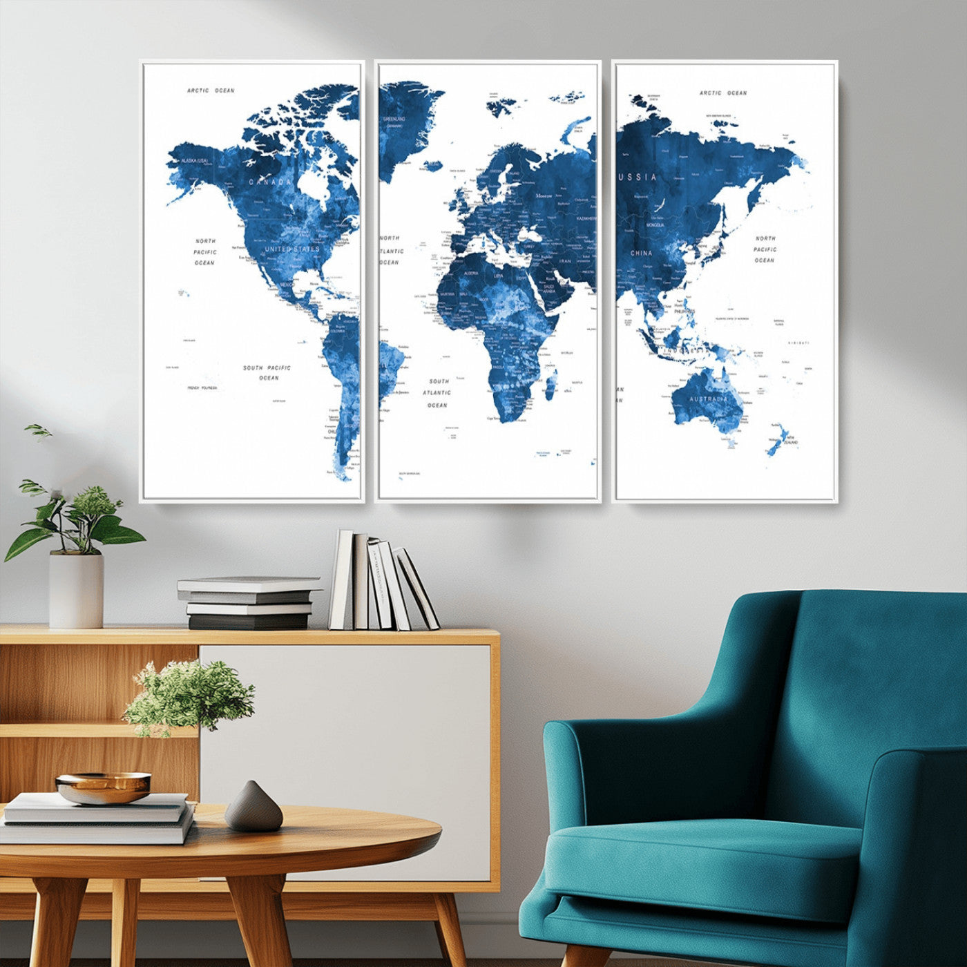 MGV-FC-48X32-3P - Push Pin World Map Canvas Print – Framed Wall Art for Couples to Track Their Travels – Anniversary