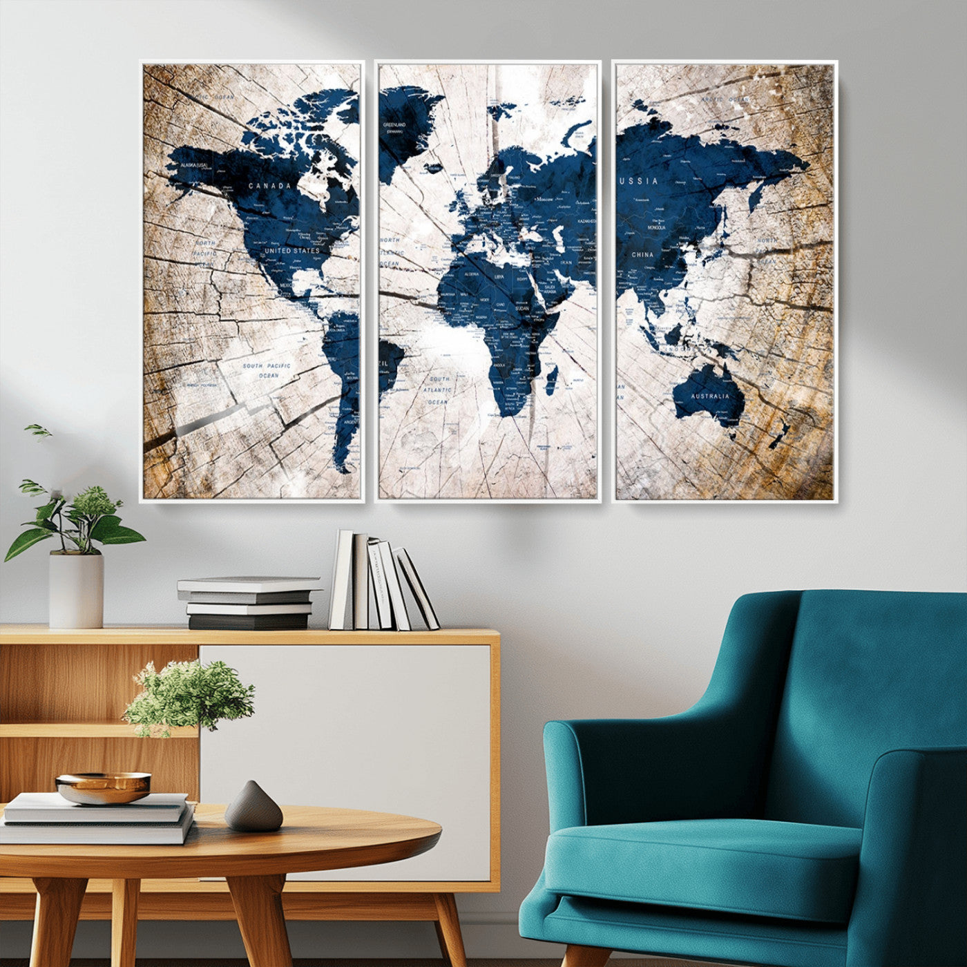 MGV-FC-48X32-3P - Push Pin World Map Canvas Print – Framed Wall Art for Couples to Track Their Travels – Anniversary