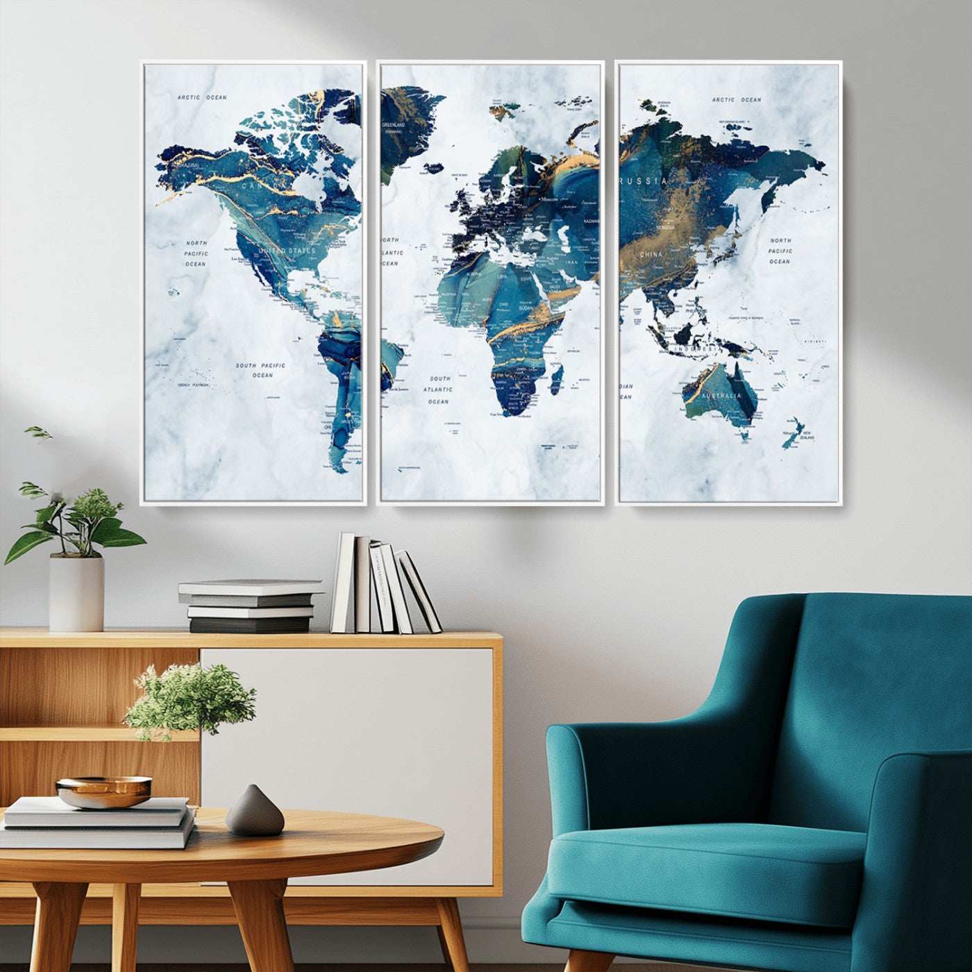 MGV-FC-48X32-3P - Push Pin World Map Canvas Print – Framed Wall Art for Couples to Track Their Travels – Anniversary