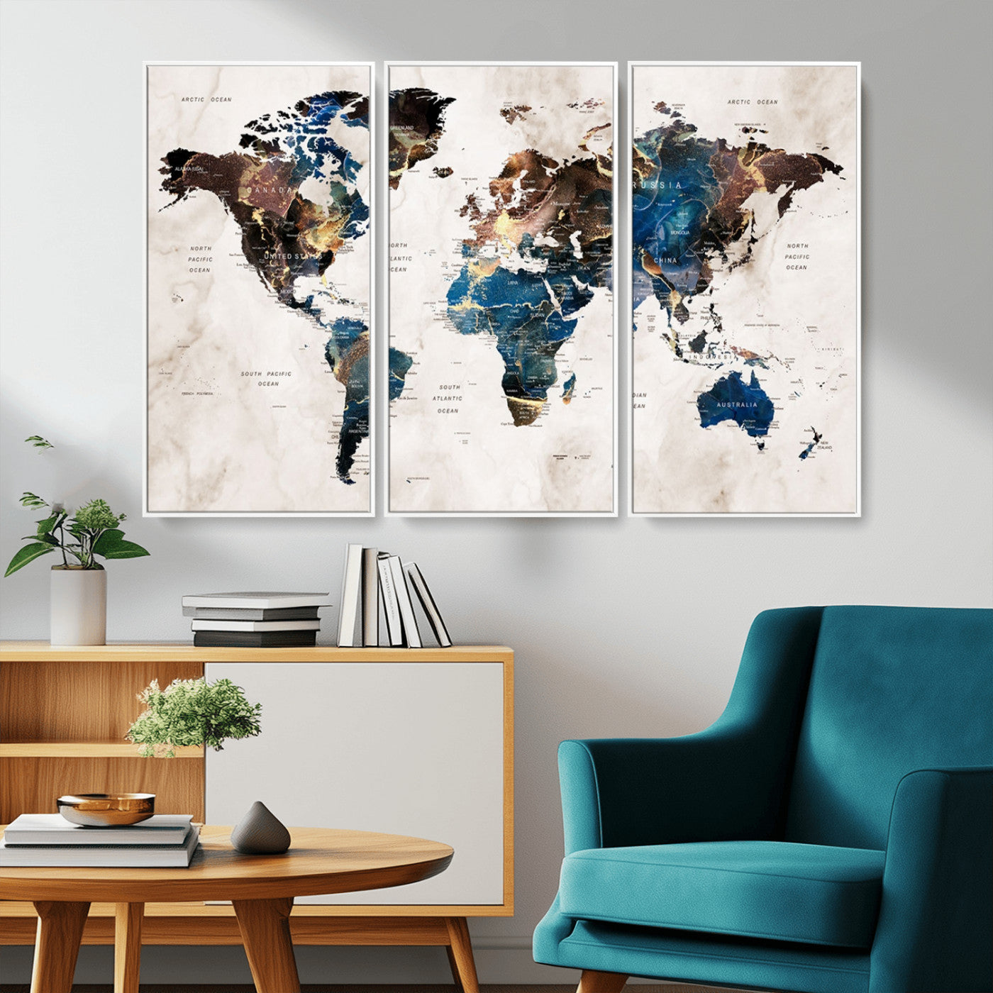 MGV-FC-48X32-3P - Push Pin World Map Canvas Print – Framed Wall Art for Couples to Track Their Travels – Anniversary