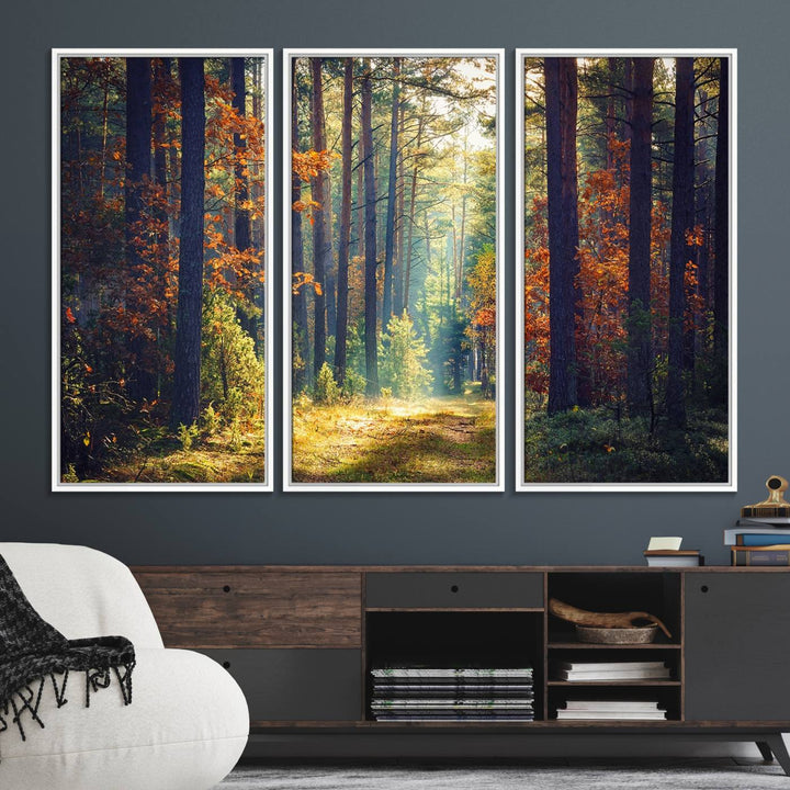 The Dark Forest canvas wall art showcases a captivating forest landscape.