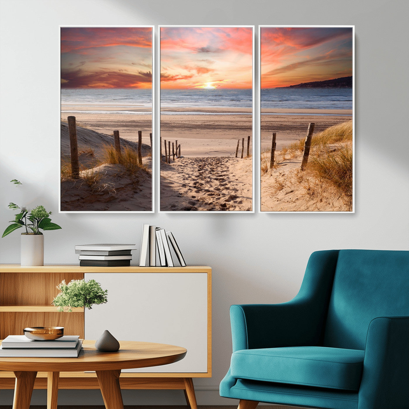MGV-FC-48X32-3P - Sunset on the Sea Wall Art Canvas Print