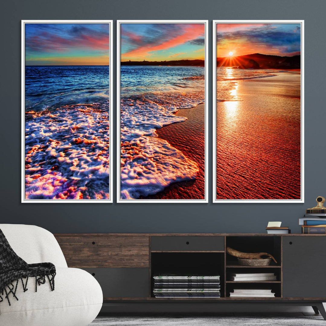 Hawaii Beach and Sunset Wall Art Canvas Print