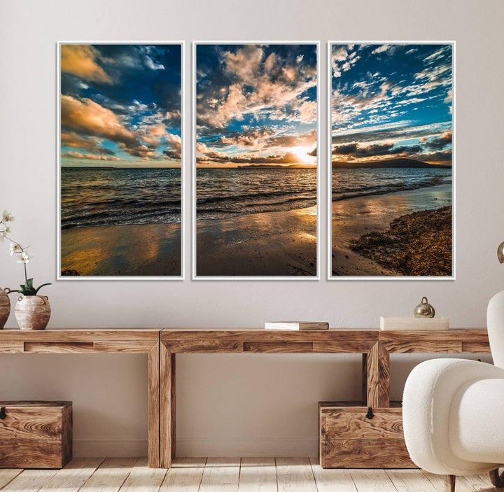 Beach Wall Art - Ocean Sunset Canvas.