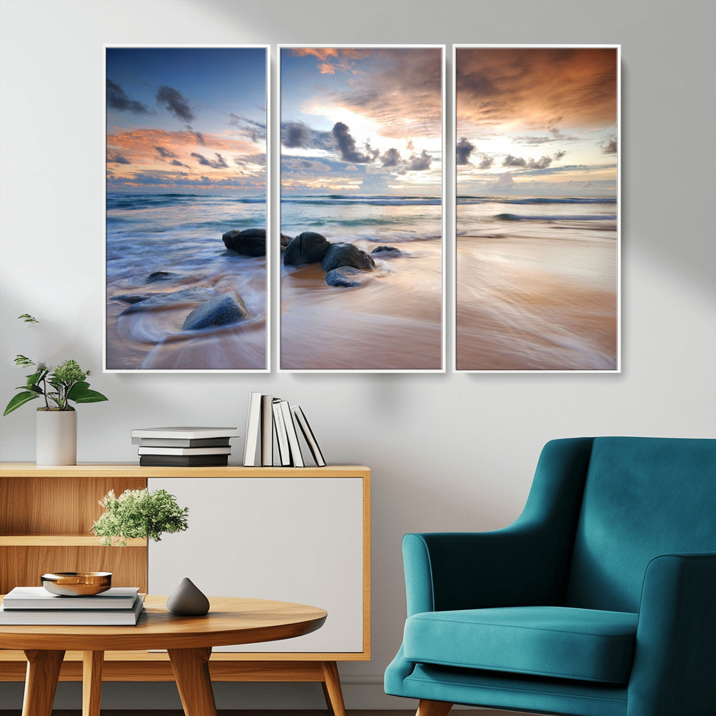 MGV-FC-48X32-3P - Serene Weather On The Beach Wall Art Canvas Print
