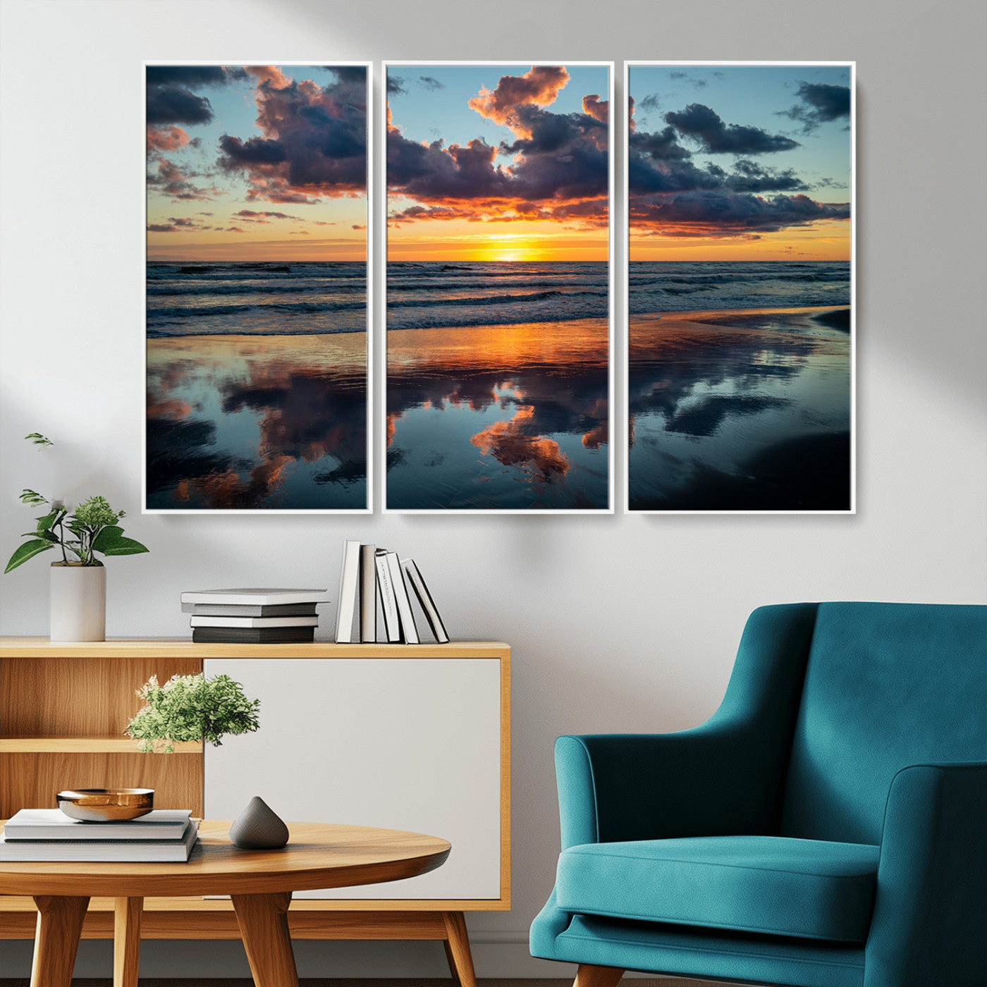 MGV-FC-48X32-3P - Cloudy Weather At The Beach Wall Art Canvas Print