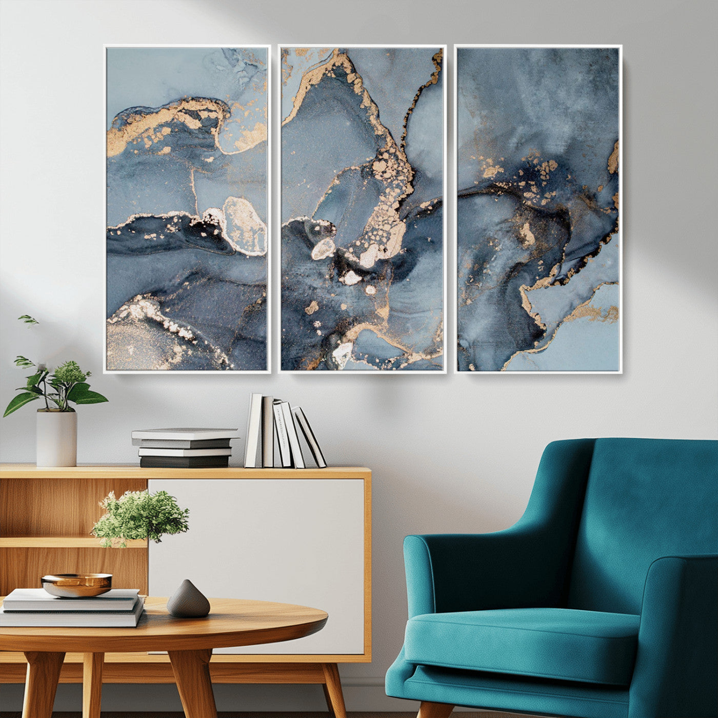 MGV-FC-48X32-3P - Multipanel Marble Fluid Effect Wall Art Abstract Canvas Wall Art Print
