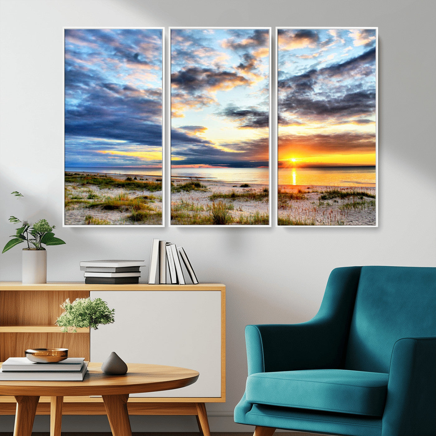MGV-FC-48X32-3P - Sunset On The Ocean Wall Art Canvas Print