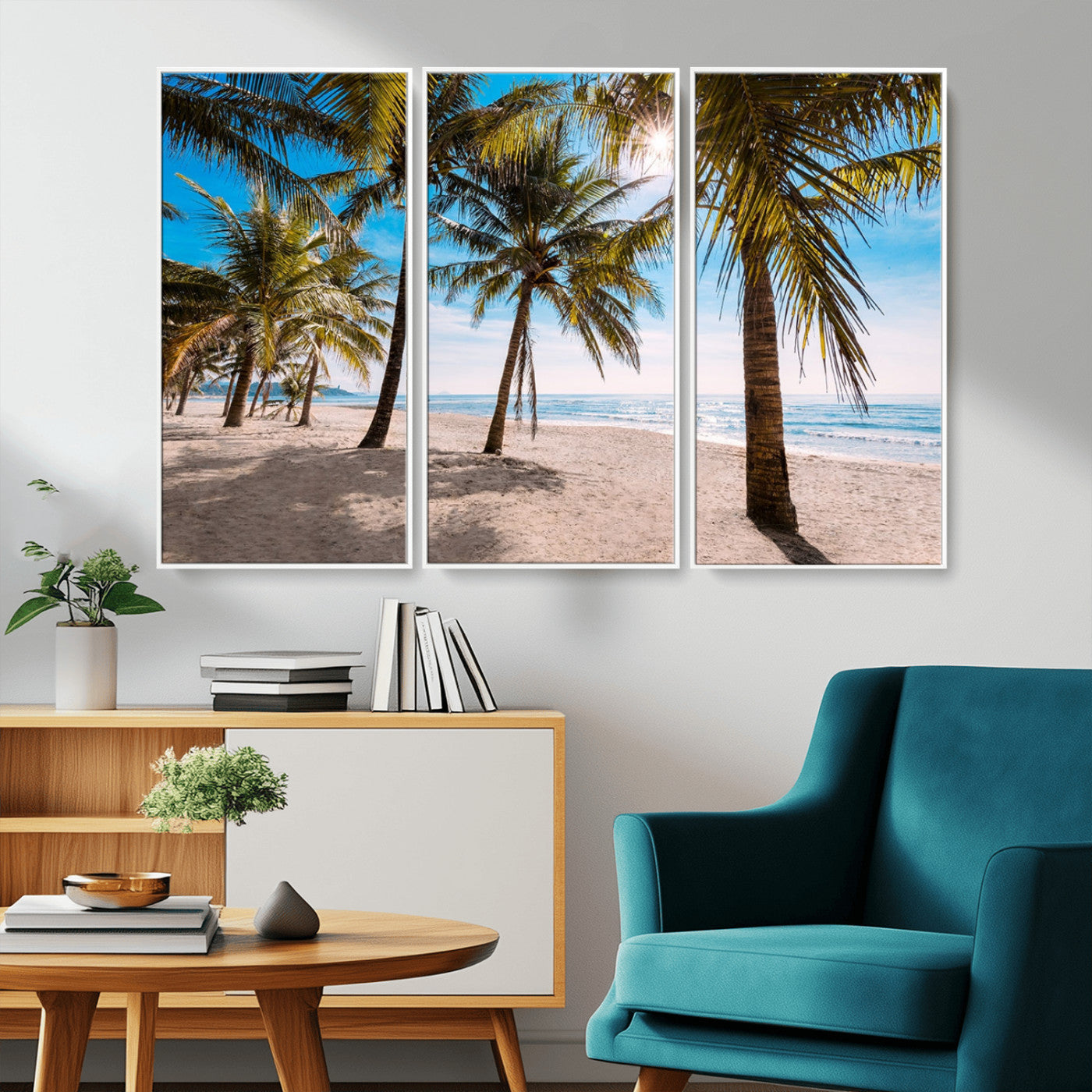 MGV-FC-48X32-3P - Palm Beach Tropical Island Wall Art Canvas Print