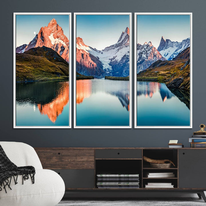 Landscape Mountain and Lake View Wall Art Canvas Print.