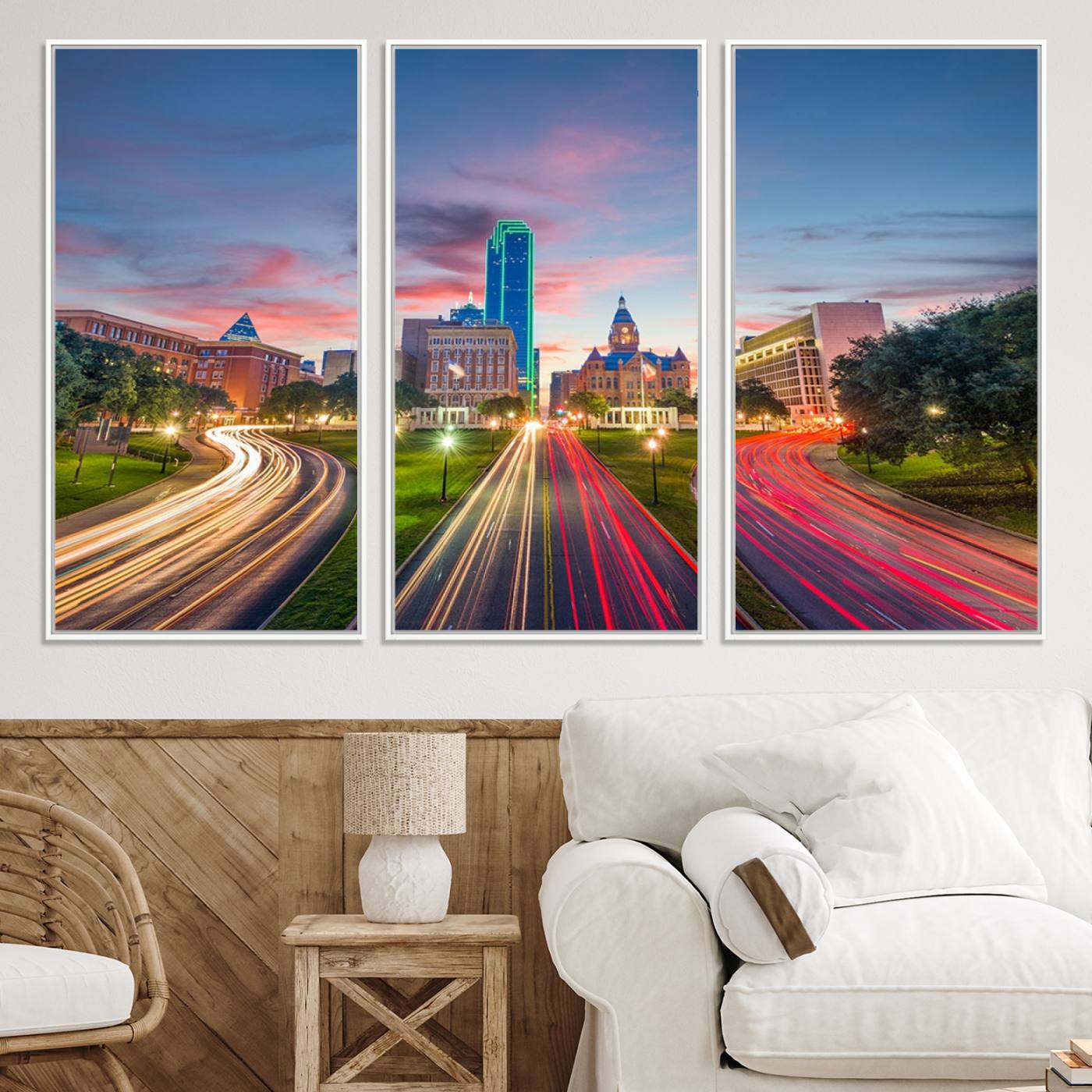 【wcs2026サンフランシスコ】ライトアップ　ウォールアート　リザードン Dallas City Lights Wall Art | Large Dallas Cityscape Canvas