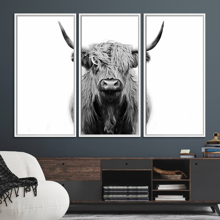 Highland Cow Canvas hanging prominently.