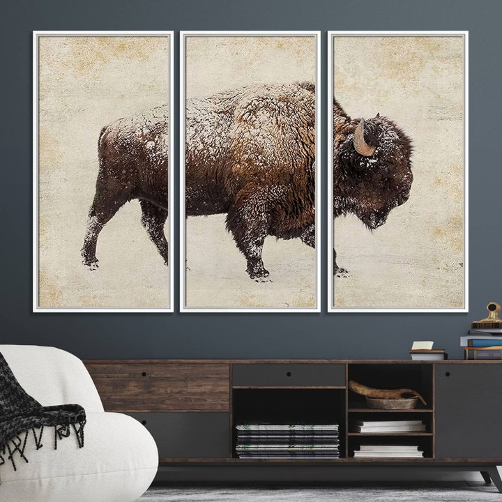 Buffalo Wall Art above a sideboard.