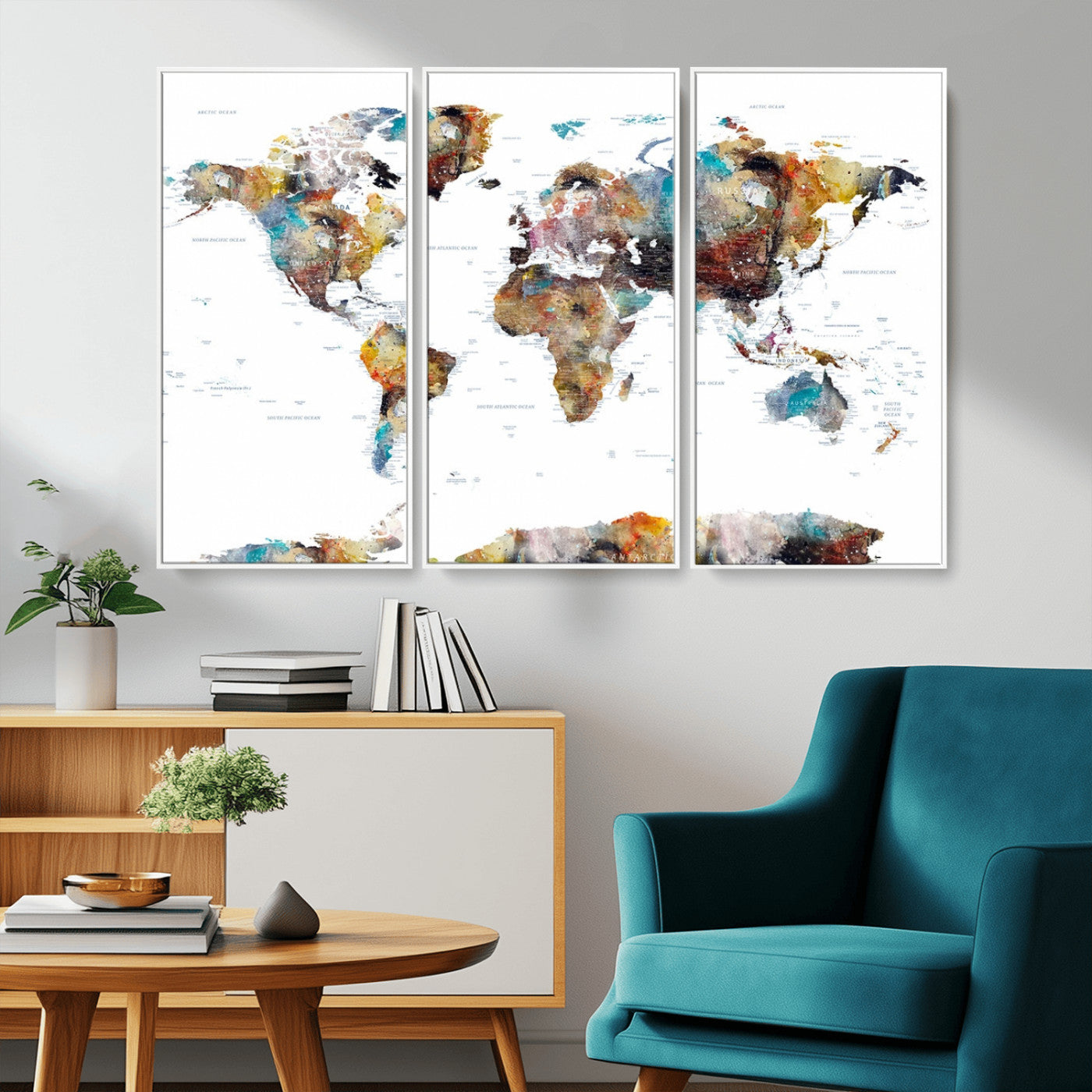 MGV-FC-48X32-3P - Push Pin World Map Canvas Print – Framed Wall Art for Couples to Track Their Travels – Anniversary