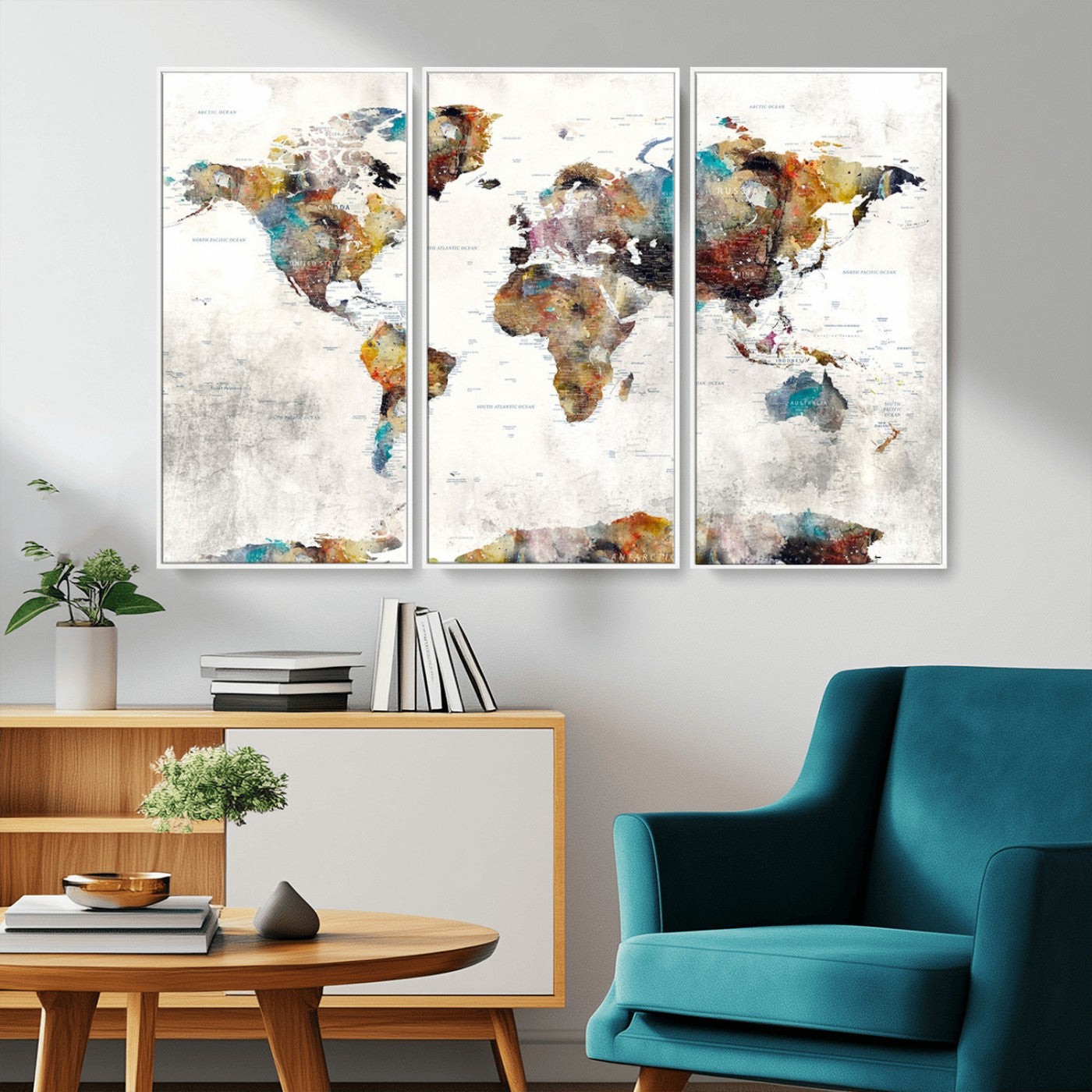 MGV-FC-48X32-3P - Push Pin World Map Canvas Print – Framed Wall Art for Couples to Track Their Travels – Anniversary