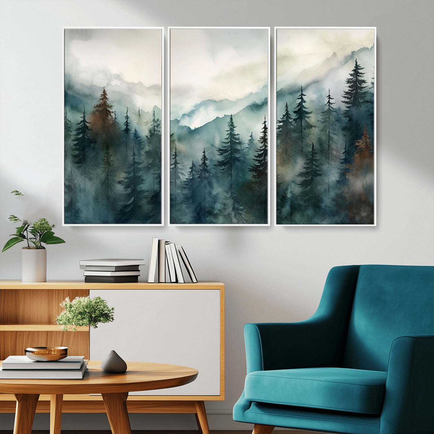 48468-MGV-CV-36X24-Serenity Forest Wall Art Canvas | Foggy Mountain Landscape Canvas Print for Living Room or Office | Nature-Inspired Woodland Decor