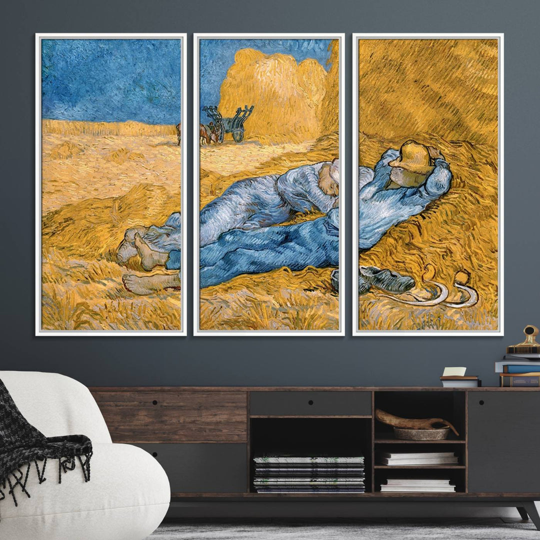 A Vincent Van Gogh Nature canvas print depicting resting farmers.