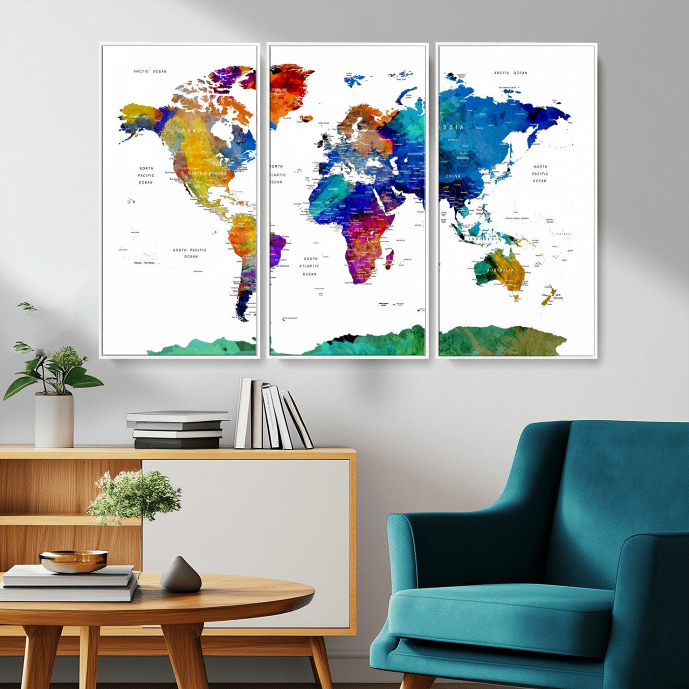 -Push Pin World Map Canvas Print – Framed Wall Art for Couples to Track Their Travels – Anniversary