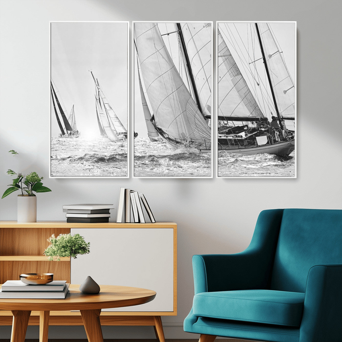 MGV-FC-48X32-3P - Yacht Sailboat Regatta Canvas Wall Art Canvas Print