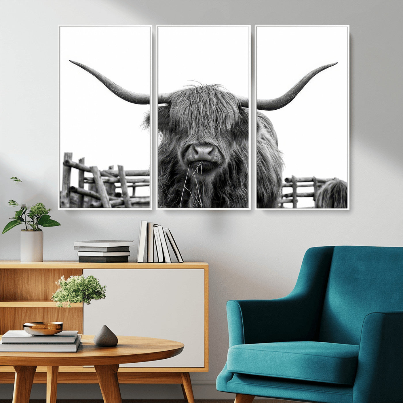 MGV-FC-48X32-3P - Longhorn Canvas Print, Bighorn Cow Wall Art Canvas Print