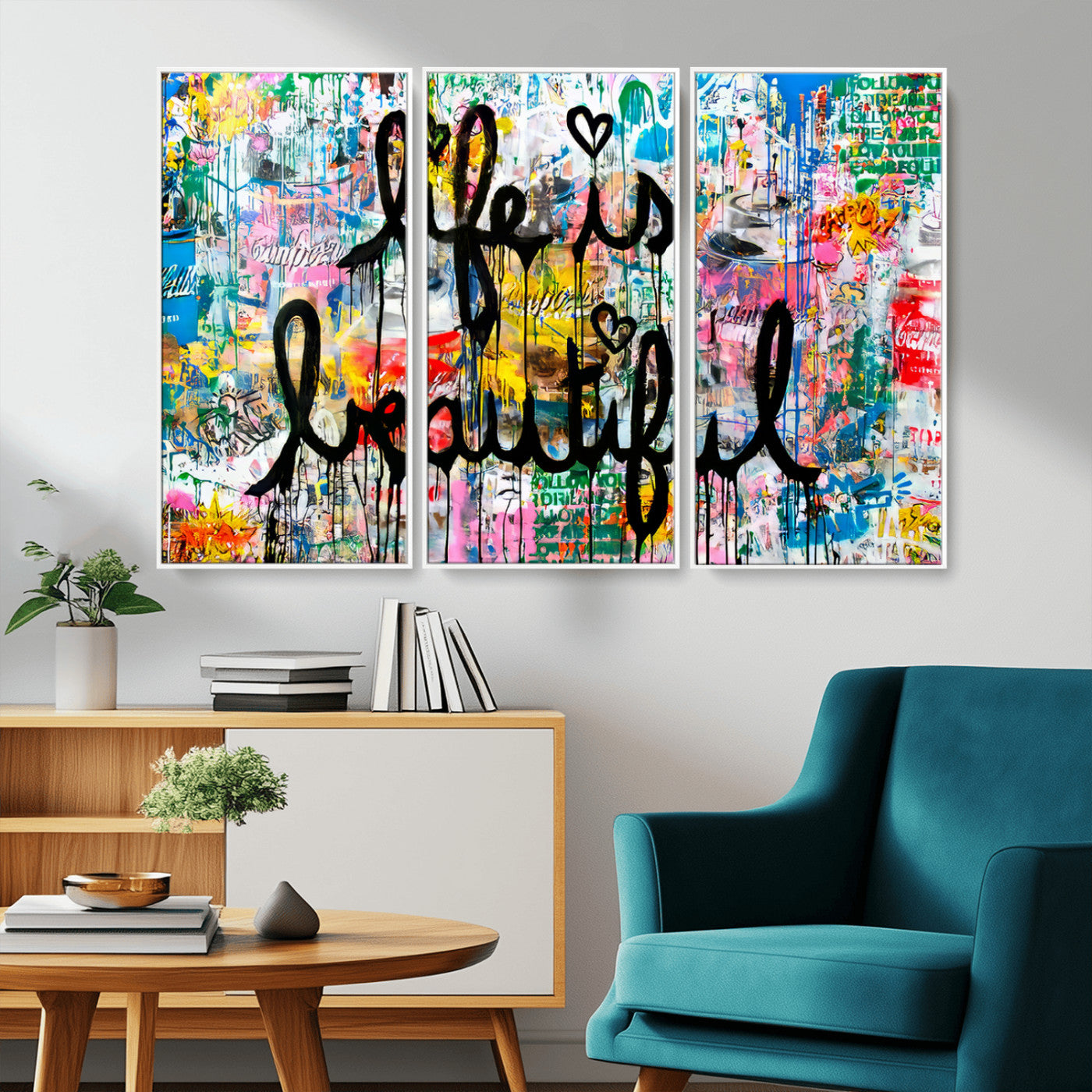 MGV-FC-48X32-3P - Life Beautiful Wall Art Canvas Print | Graffiti Wall Art Canvas Print