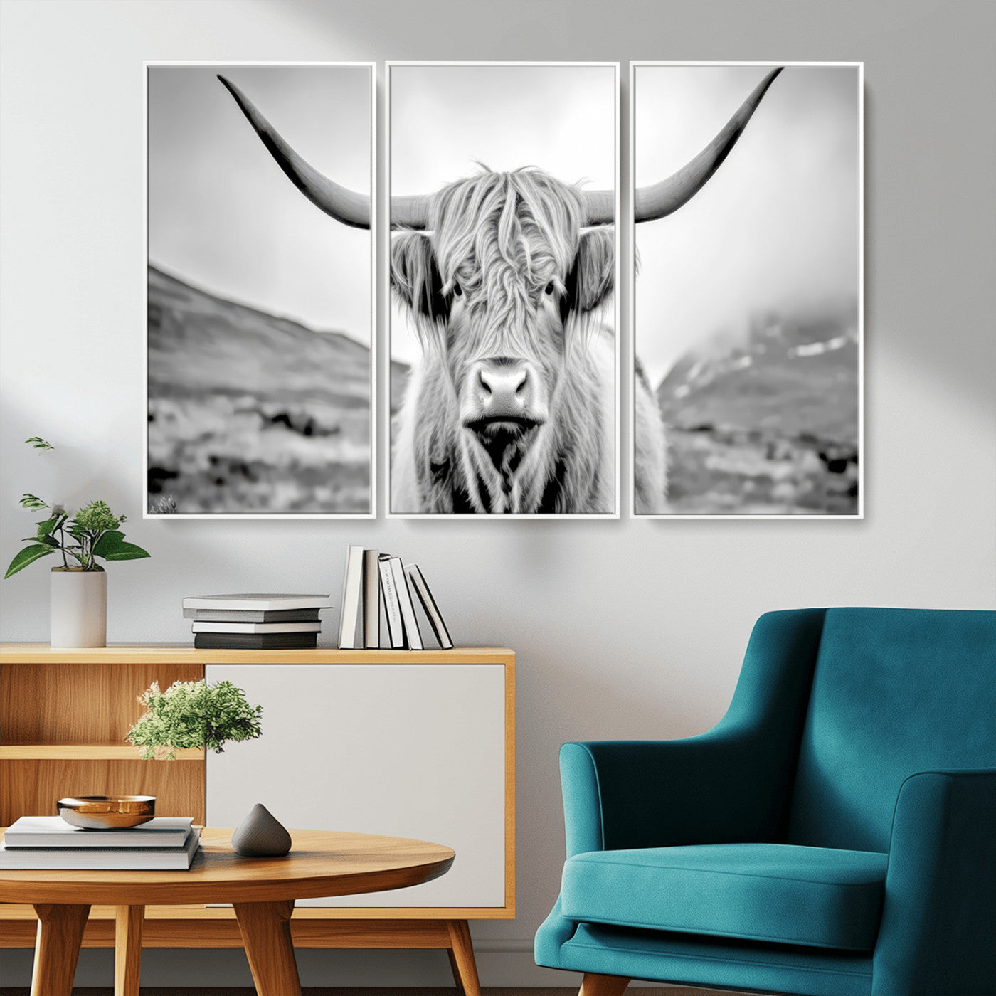 MGV-FC-48X32-3P - Scottish Cow Wall Art Canvas Print