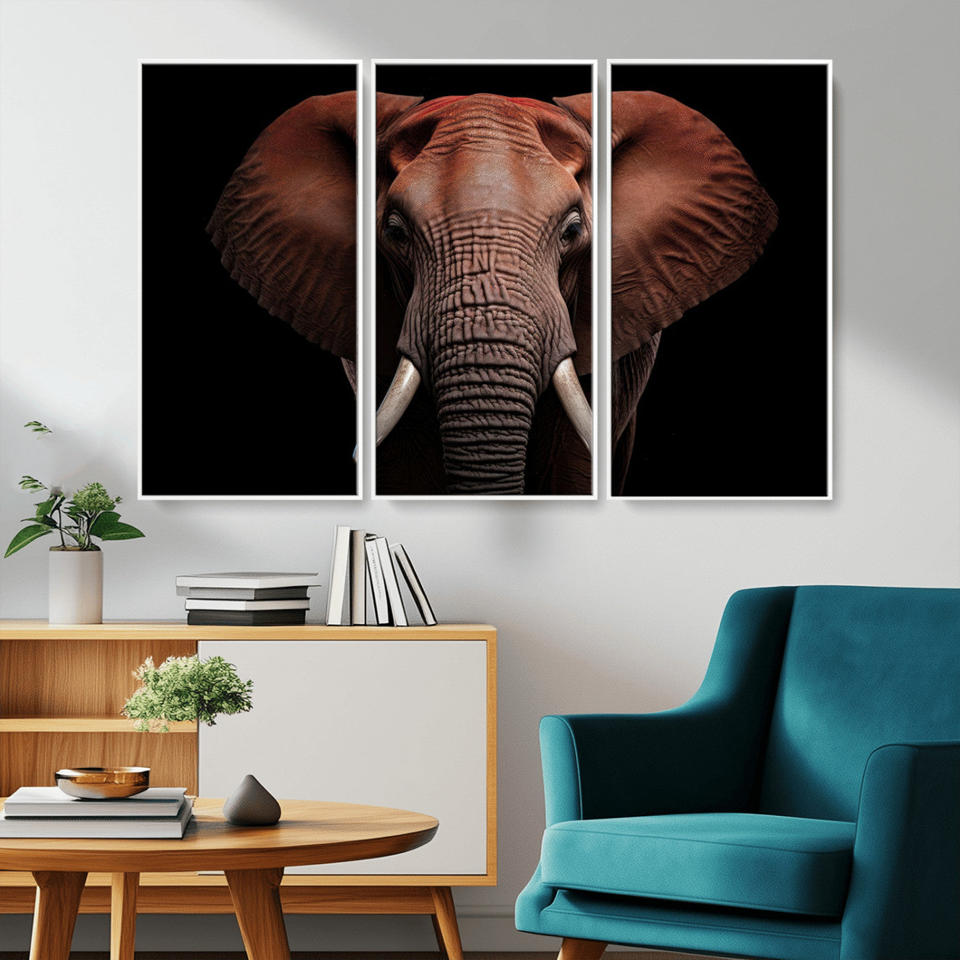 -Wild Elephant Wall Art Canvas Print, Africa Savannah Wild Animal Wall Decor Print