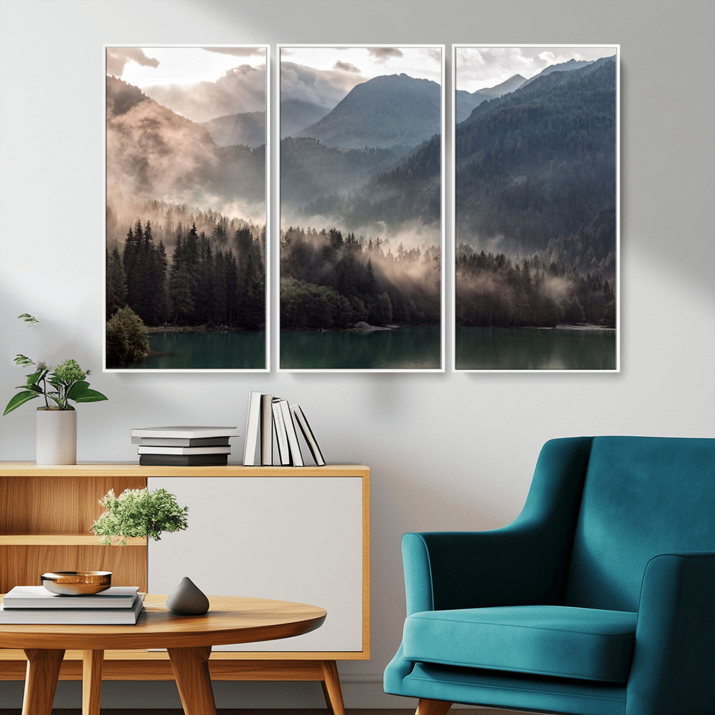 MGV-FC-48X32-3P - Foggy Mountain Canvas Print Forest Wall Art