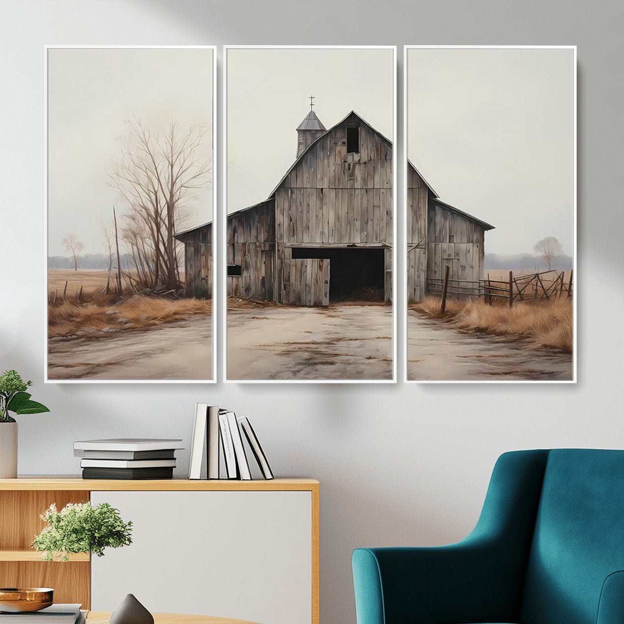 11602-MGV-CV-36X24 - Farmhouse Rustic Barn Wall Art Canvas Print – Framed and Ready to Hang – Perfect Addition to