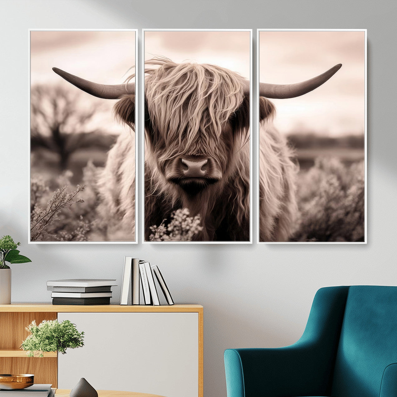 55903-MGV-CV-36X24 - Scottish Cow Longhorn Wall Art Canvas Print