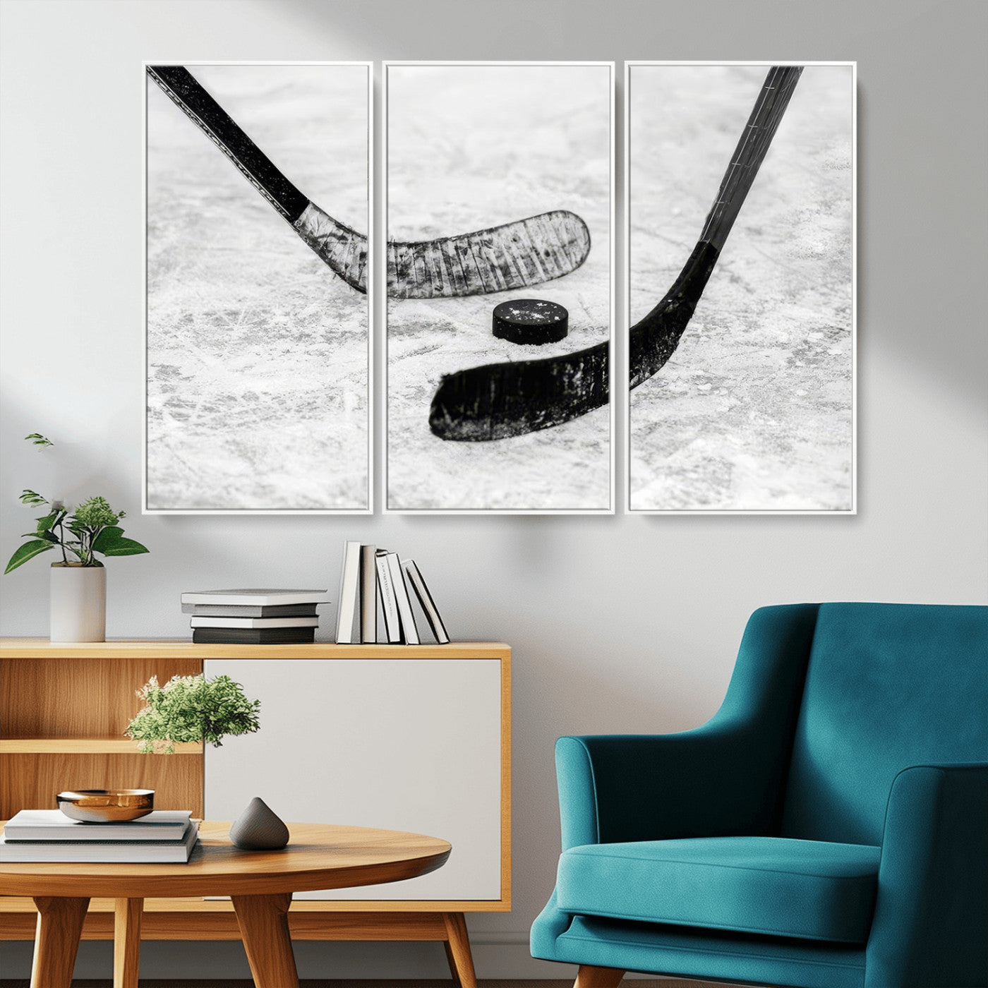 MGV-FC-48X32-3P - Winter Ice Hockey Sport Canvas Wall Art Print - Hockey Wall Art Print