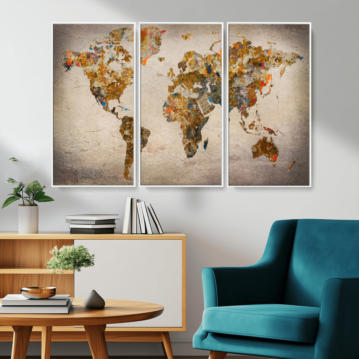 MGV-FC-48X32-3P - Push Pin World Map Canvas Print – Framed Wall Art for Couples to Track Their Travels – Anniversary
