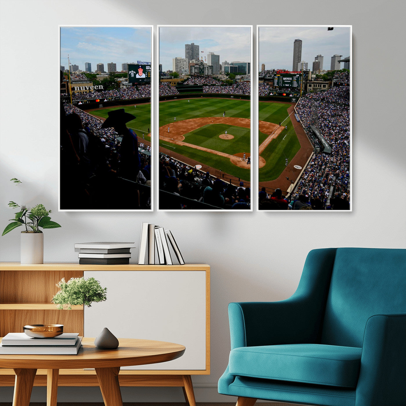 MGV-FC-48X32-3P - Chicago Cubs Baseball Team Print - Wrigley Field Stadium Wall Art Canvas Print
