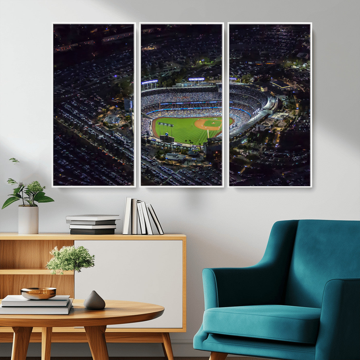 MGV-FC-48X32-3P - Los Angeles Dodgers Baseball Team Print - California Dodger Stadium Wall Art Canvas Print