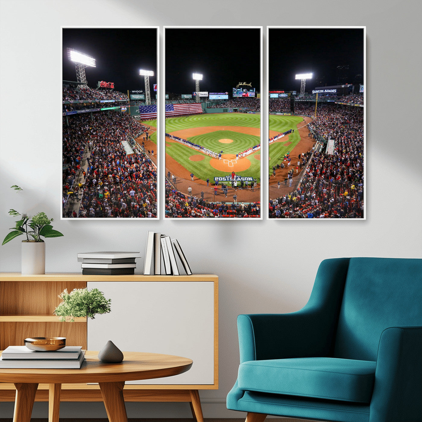 MGV-FC-48X32-3P - Fenway Park Wall Art Canvas Print | Large Baseball Stadium Canvas Print for Boston Red Sox Fans | Framed Ready-to-Hang Boston Sports Decor Artwork