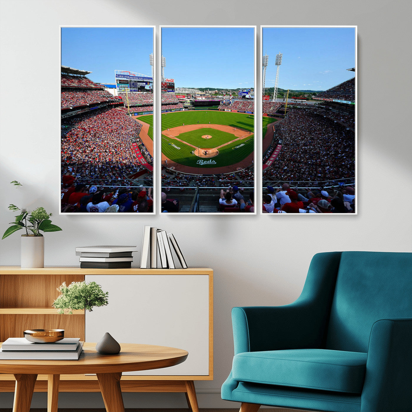 MGV-FC-48X32-3P - Cincinnati Reds Baseball Team Print - Great American Ball Park Stadium Wall Art Canvas Print