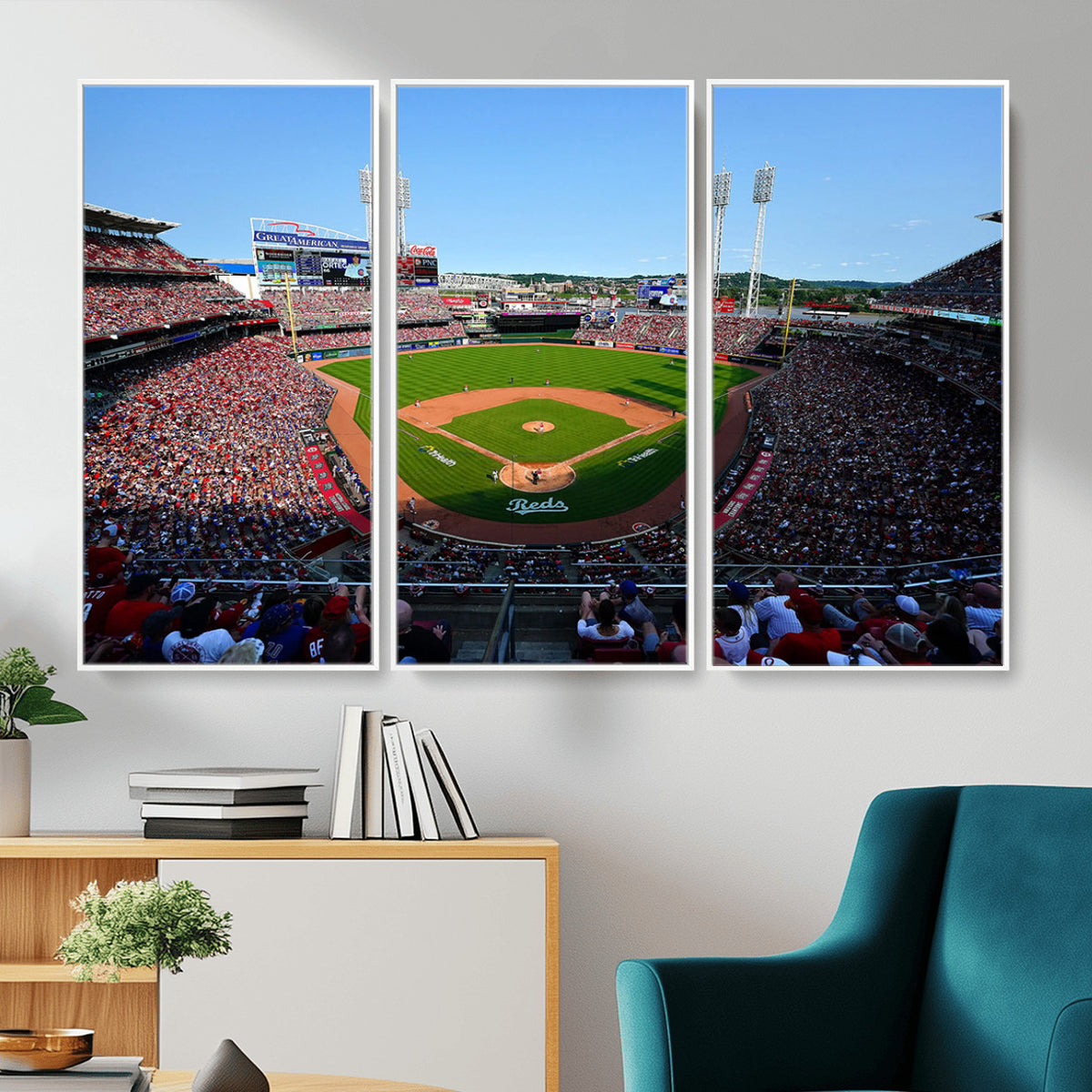 90998-MGV-CV-36X24 - Cincinnati Reds Baseball Canvas Print | Great American Ball Park Stadium Wall Art