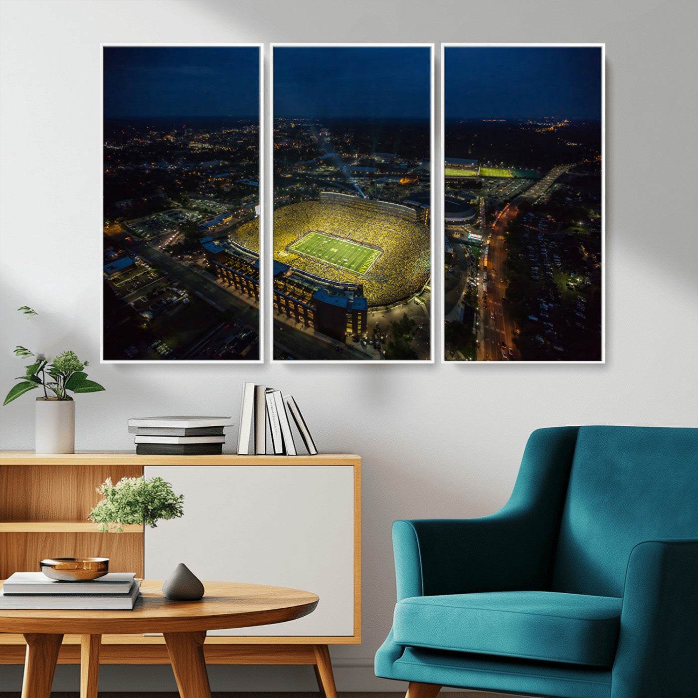 MGV-FC-48X32-3P - Michigan Wolverines Football Team Print - Michigan Stadium Wall Art Canvas Print