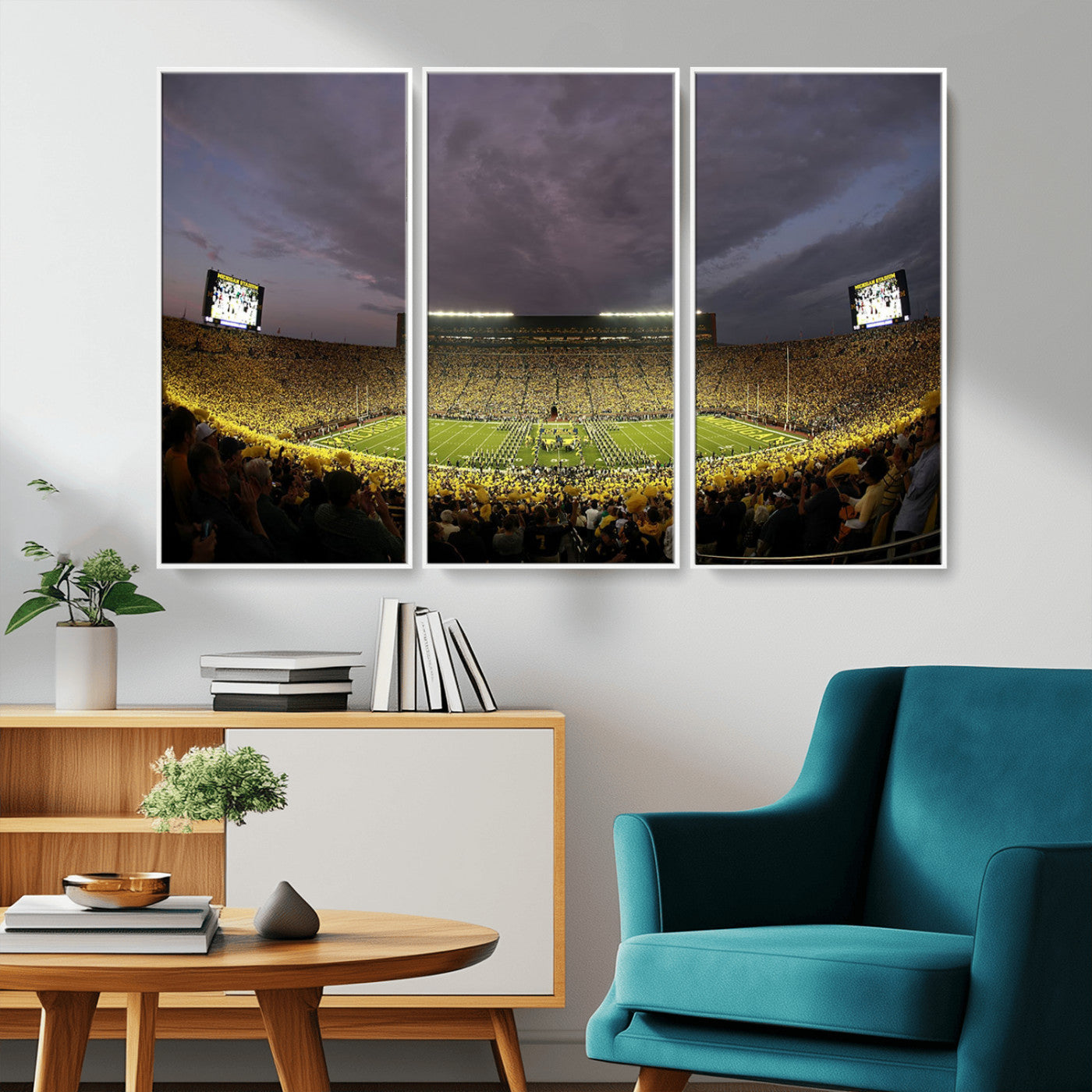 MGV-FC-48X32-3P - Michigan Wolverines Football Team Print - Michigan Stadium Wall Art Canvas Print
