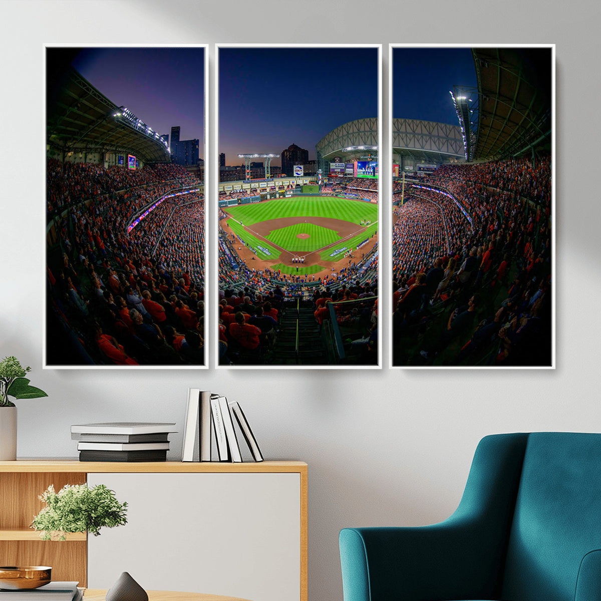 44322-MGV-CV-36X24 - Houston Astros Baseball Print Canvas, Houston Minute Maid Park Stadium Wall Art