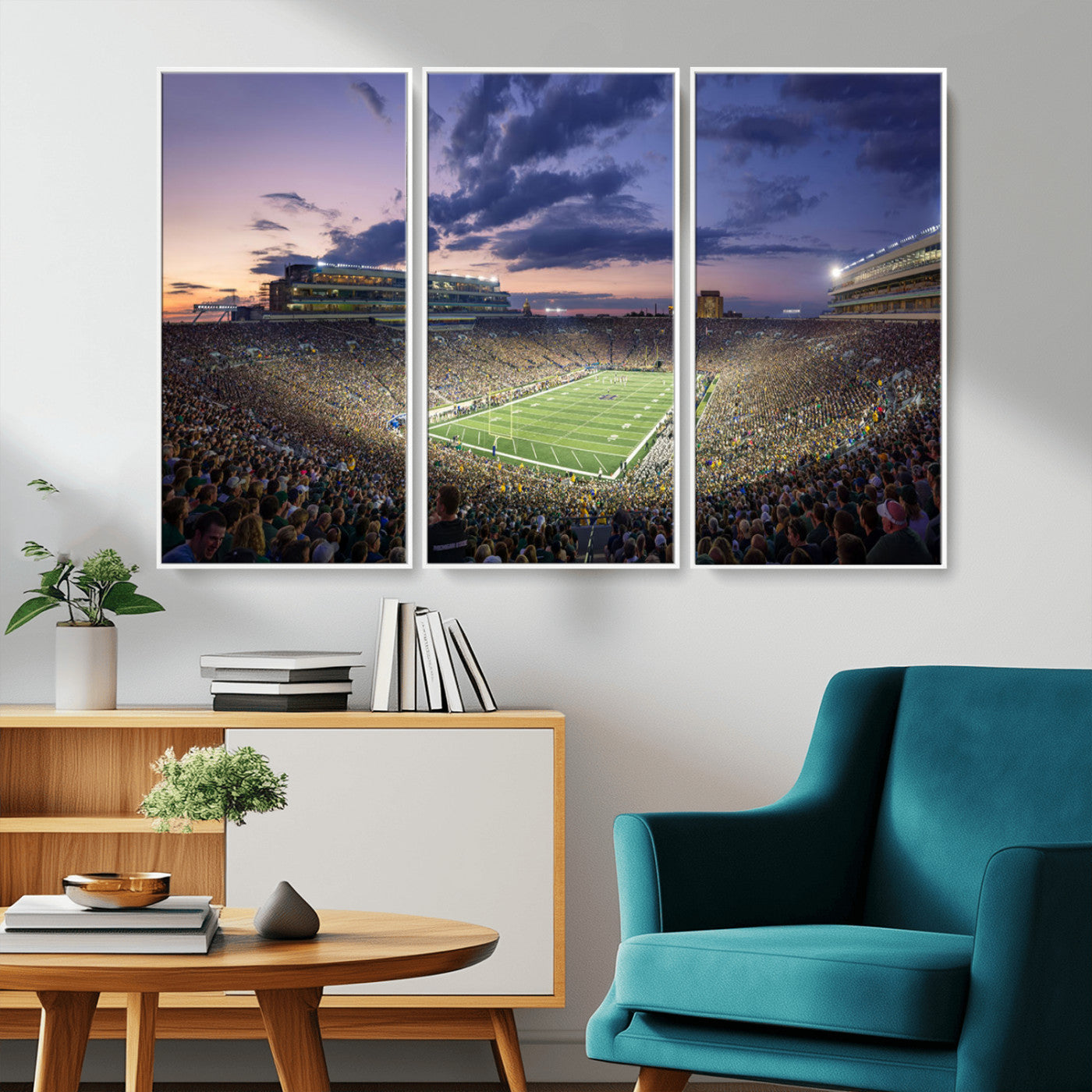 MGV-FC-48X32-3P - Notre Dame Fighting Irish Football Team Print - Notre Dame Stadium Wall Art Canvas Print